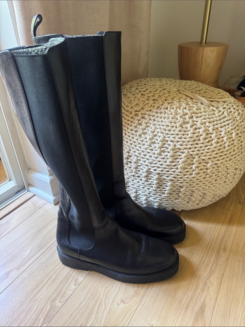 STAUD Palamino Leather Chelsea Knee Boots